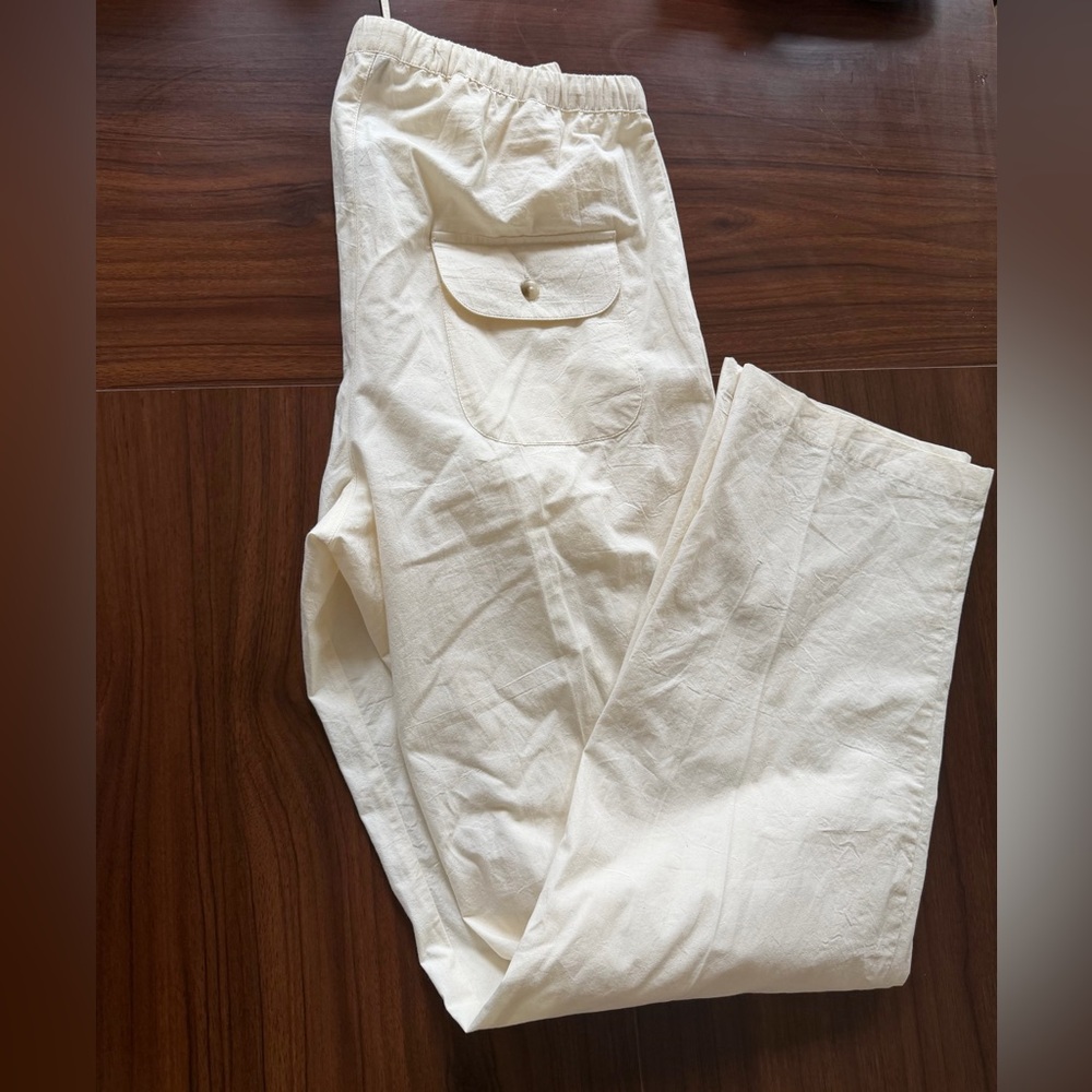 bundle of 2 Alan Stuart women cream cotton casual pants size M - Picture 7 of 8
